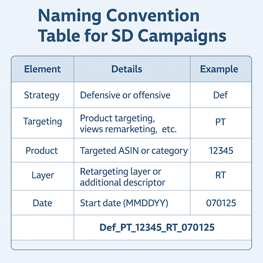 Naming Convention Table for SD Campaigns