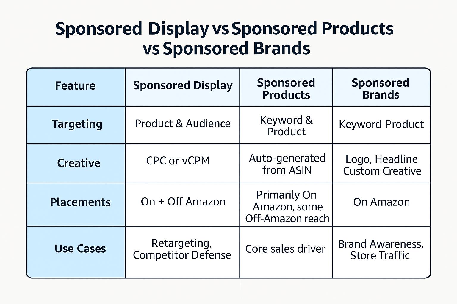 Sponsored Display vs SP vs SB